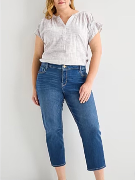 Liz Claiborne Denim - Liz Claiborne Cropped Straight-Leg Jeans in Dark Blue size 18W